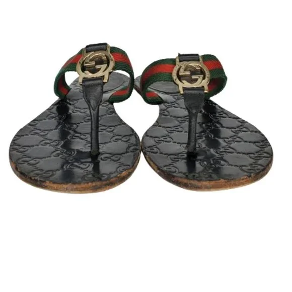 Gucci GG Web Stripe Thong Flip Flop Sandals - Picture 3 of 9